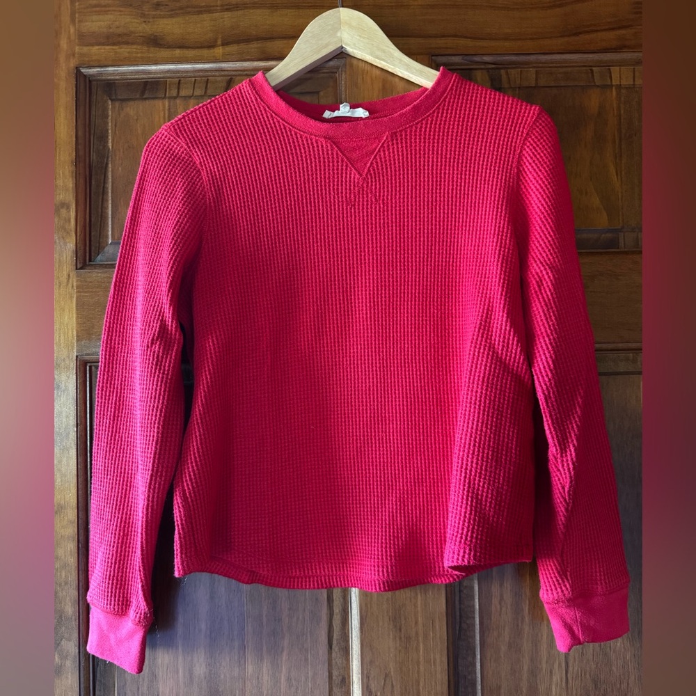 Madewell Red Long-Sleeve Waffle Knit Tee